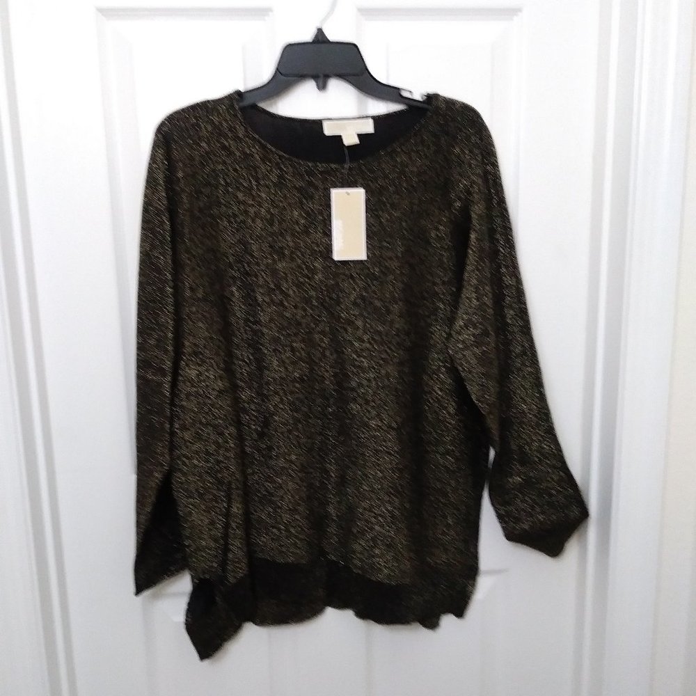 SOLD SOLD Michael Kors Gold Metallic Party Ready Tunic Top Large - Picture 2 of 16